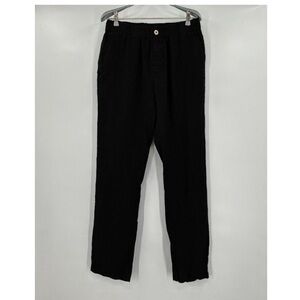 Quince Men's European Linen Pants sz XL Black Elastic Waist Straight Leg NWOT